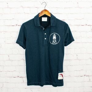 BILLY REID Men's Polo Shirt Blue Cotton life tower print size Small